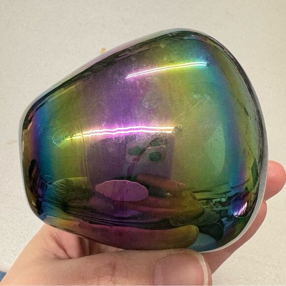 Vintage Green Purple Iridescent Bud Vase Small Home Decor 90s Damaged - Picture 4 of 8